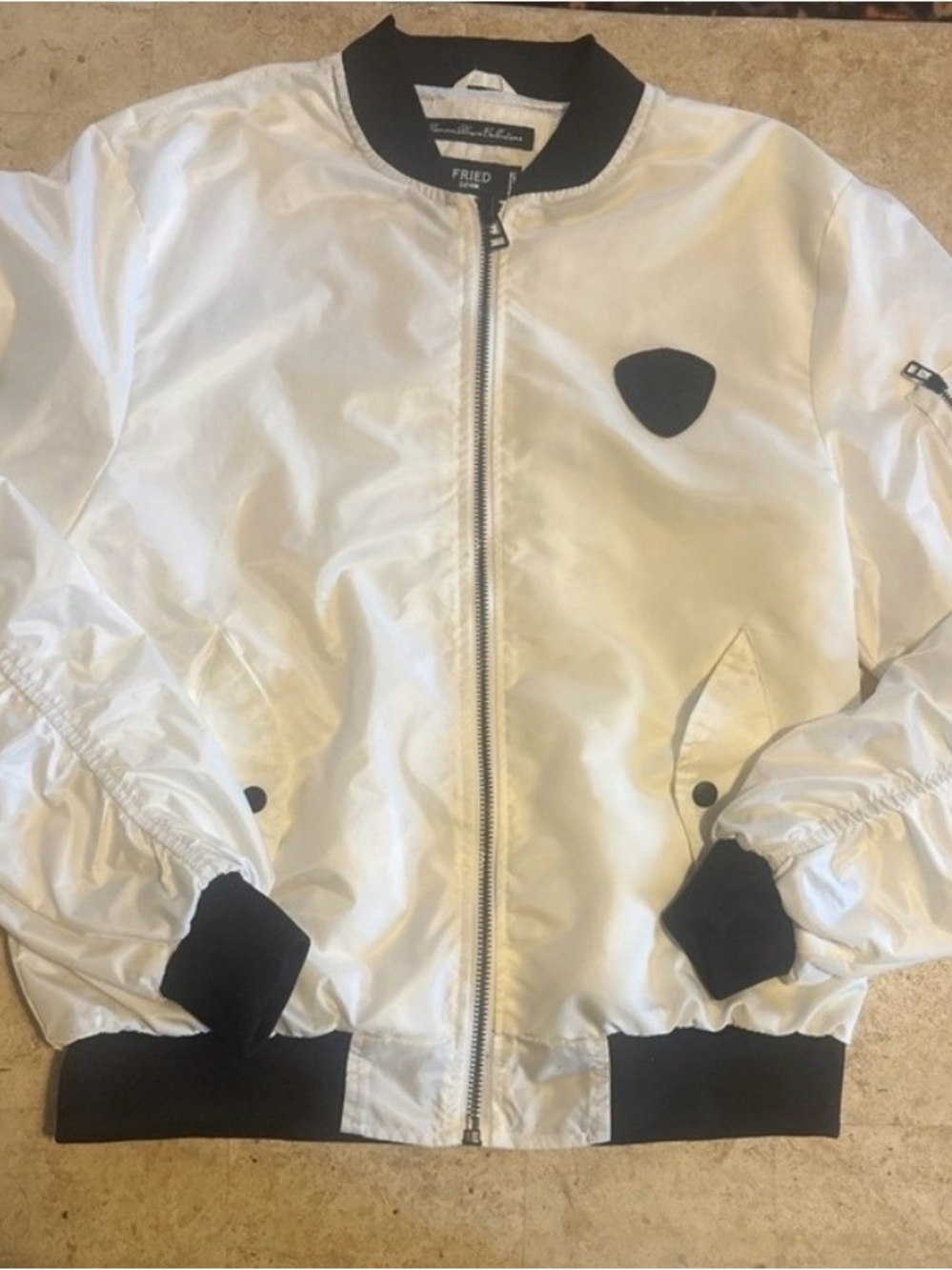 Premium denim collection, fried denim jacket bomber Large mens Jacket White Used